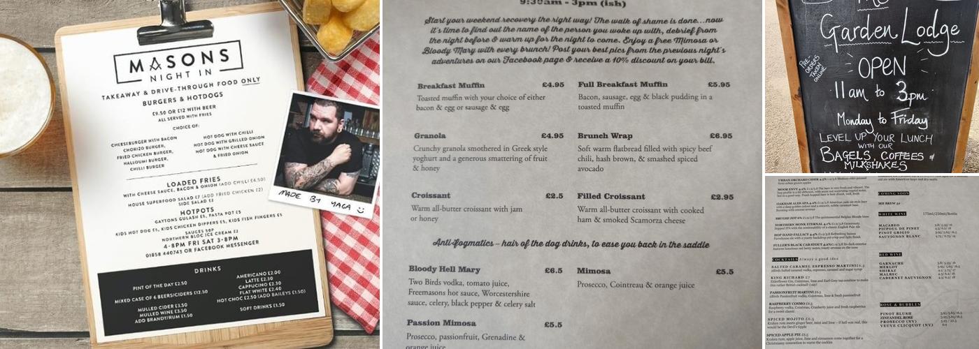 The Freemasons Arms Menu