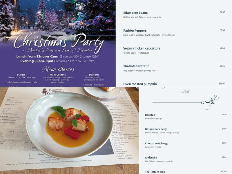 Poacher's Brasserie Menu