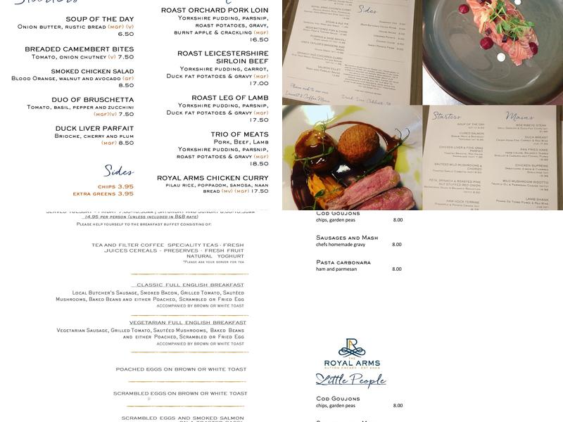 The Royal Arms Hotel Menu