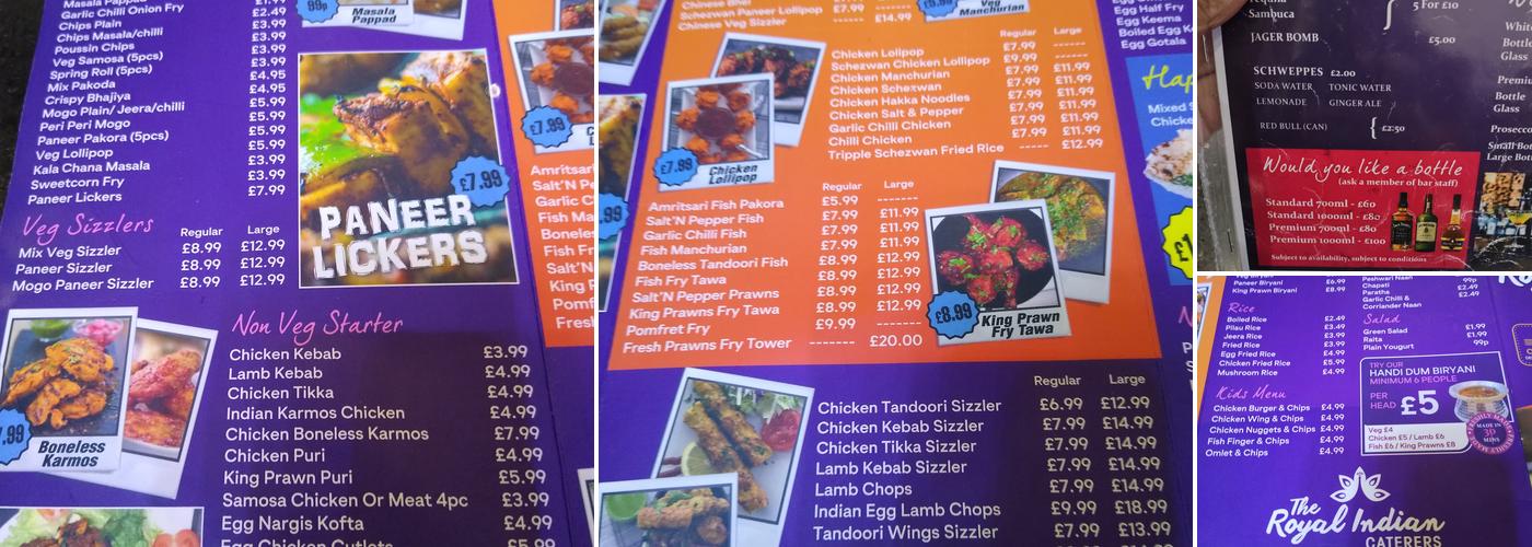 THE ROYAL INDIAN Menu