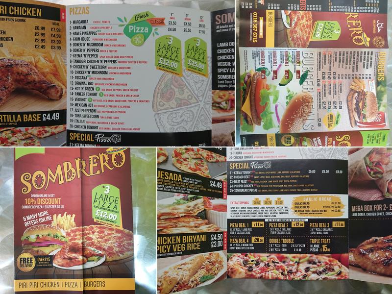 Sombrero Pizza Menu