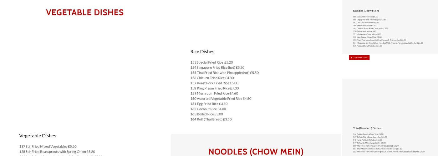 Jasmin Oriental Menu