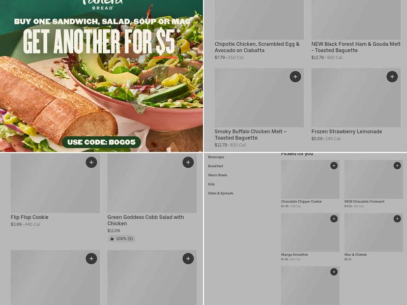 Panera Bread Menu