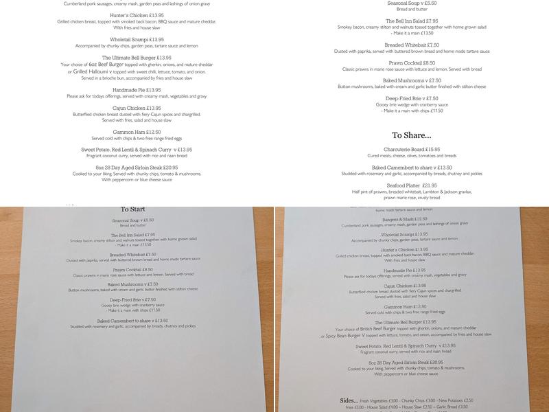 The Bell Inn Menu