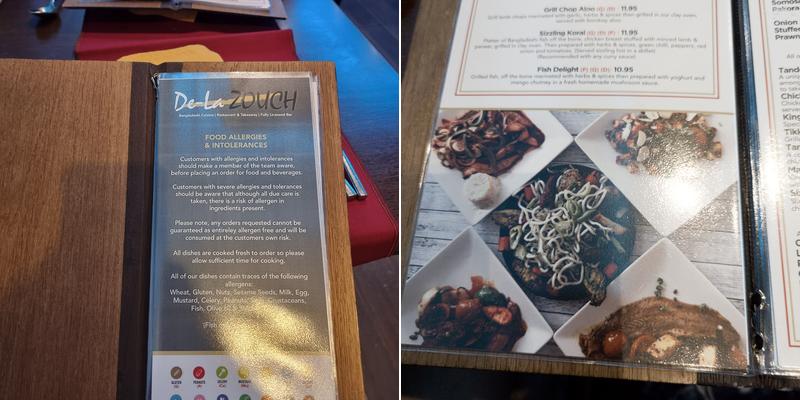 De La Zouch Bangladeshi Cuisine Menu