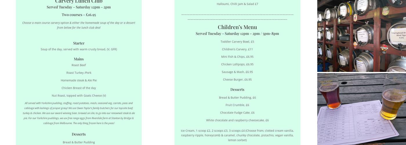 The Tap House Bar & Restaurant Menu