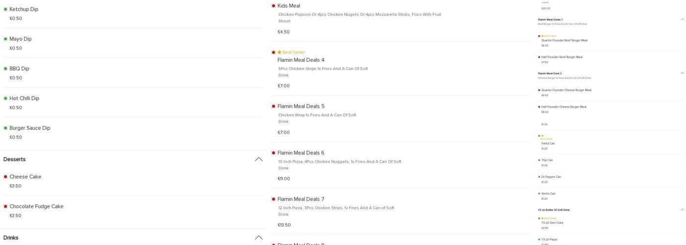 Flames Pizza BBQ House Menu