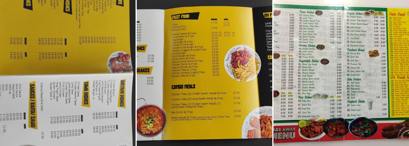 Billal's Karahi and Grill Leicester Menu