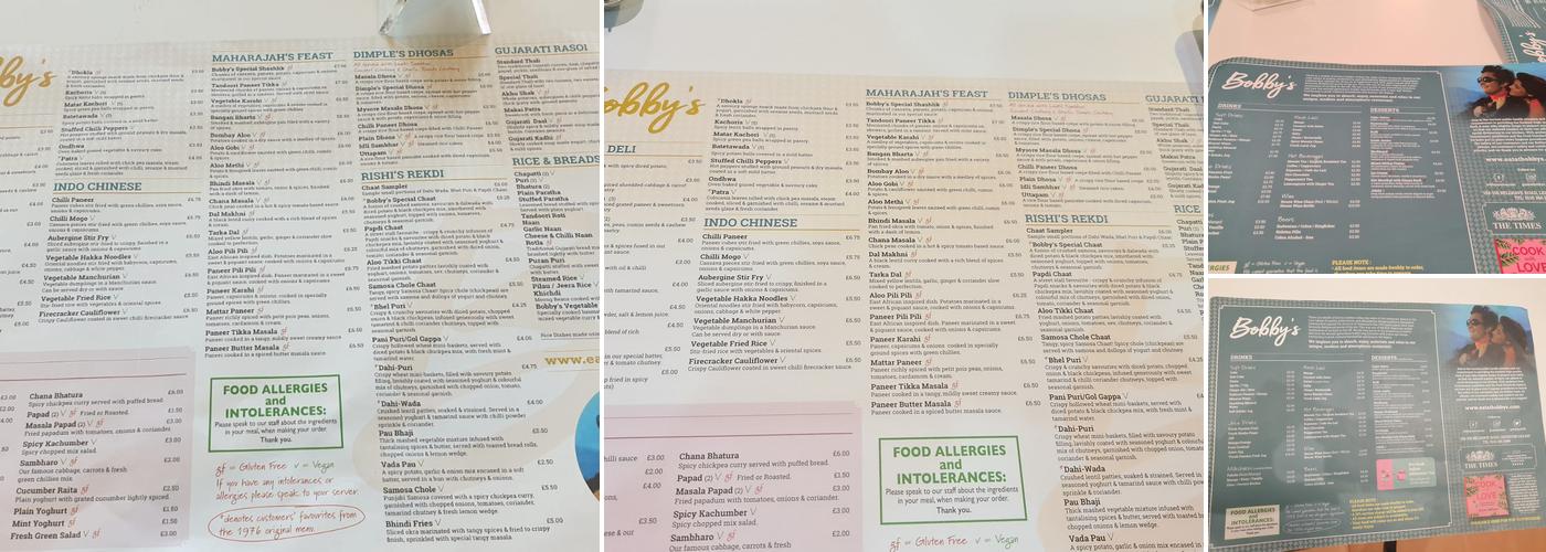 Bobby's Restaurant Menu