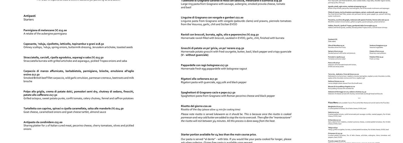 Sapori Restaurant & Bar Menu