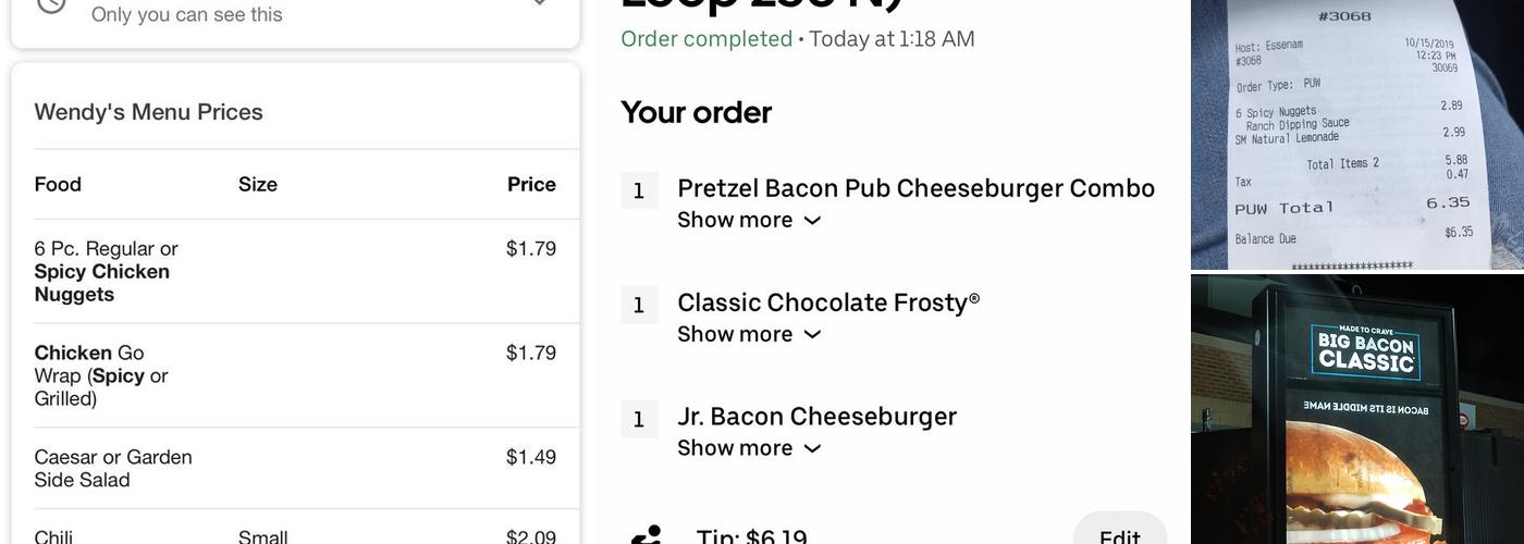Wendy's Menu