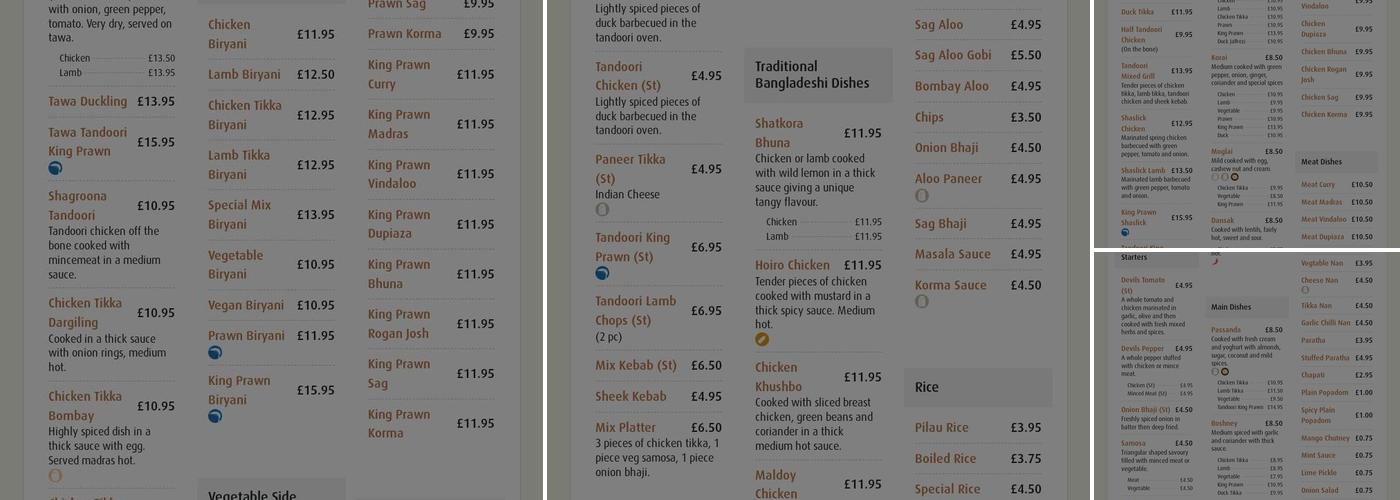 Kohinoor Restaurant Menu