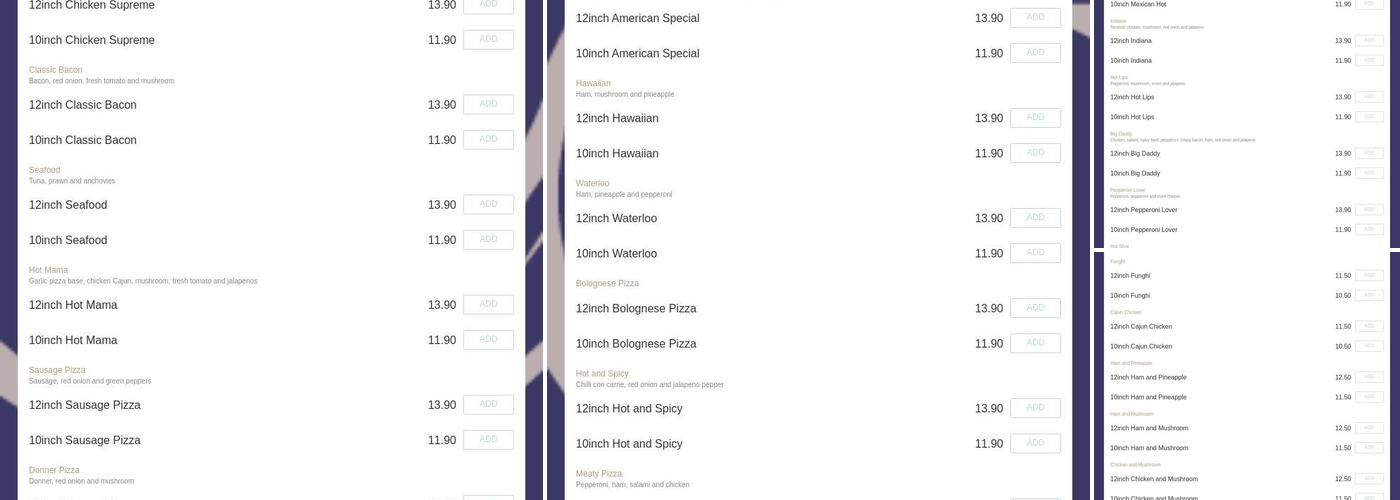 American Pizza & Fish Bar Menu