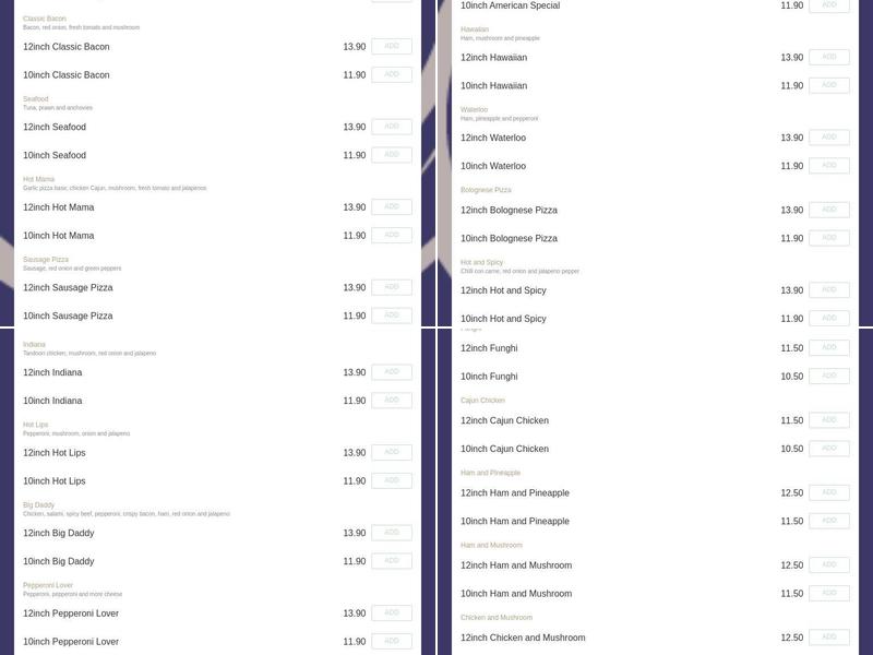 American Pizza & Fish Bar Menu