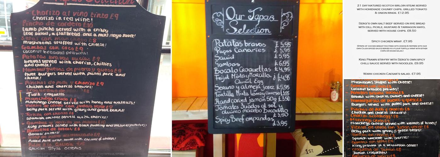 Sergis Tapas Bar Menu