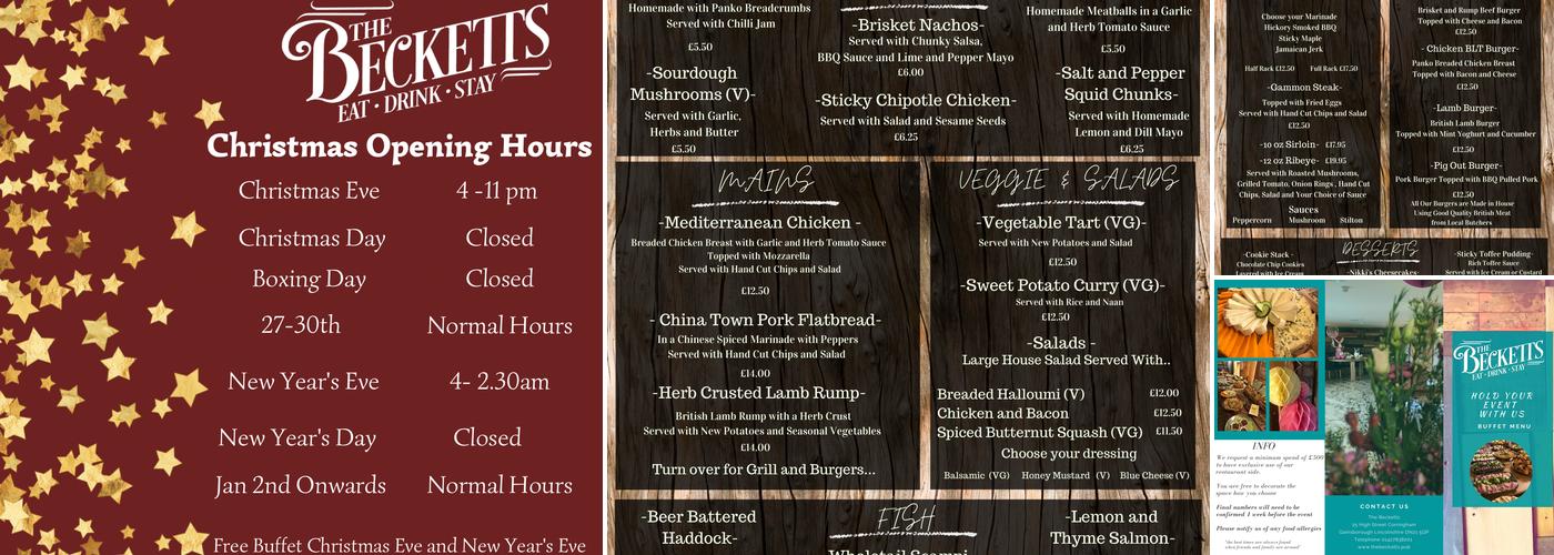 The Becketts ( Beckett Arms ) Menu