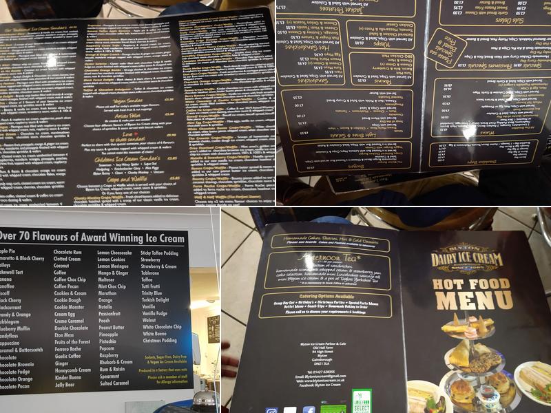 Blyton Ice Cream Menu