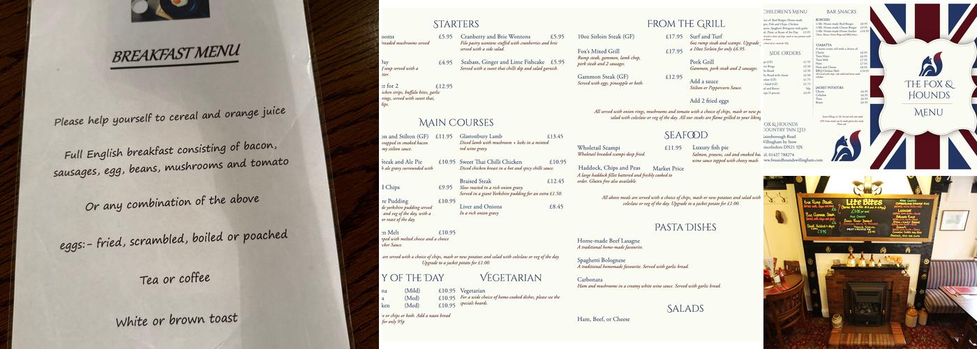 Fox & Hounds Menu