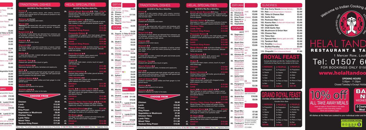 Helal Tandoori Menu