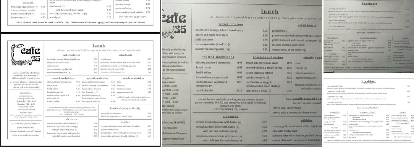 Cafe 35 Menu