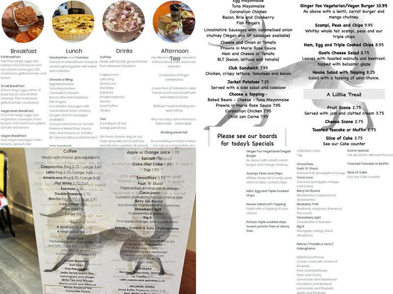The Ginger Fox Cafe Menu