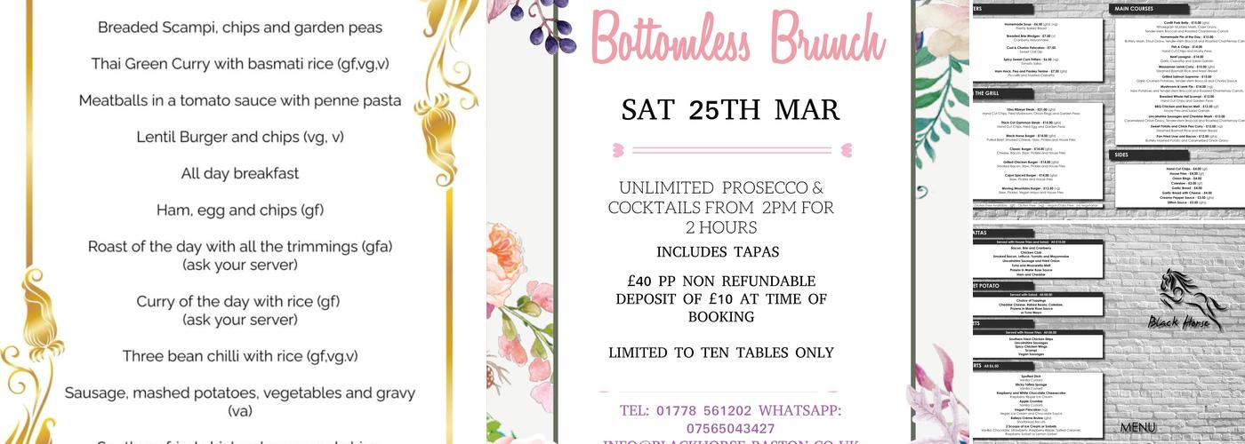 The Black Horse Menu