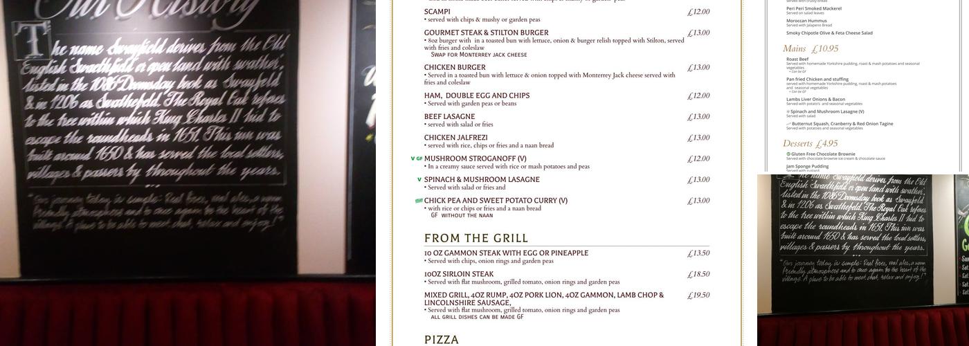The Royal Oak Menu