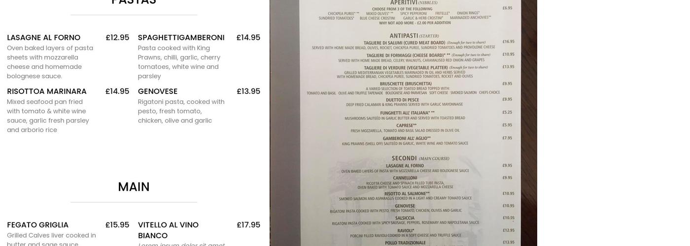 Tonino's Pizzeria Menu