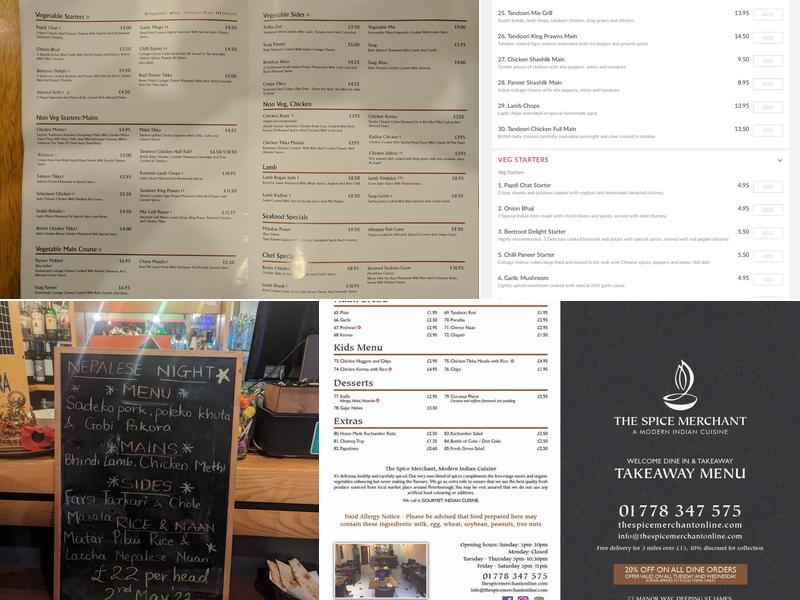 The Spice Merchant Deeping Menu