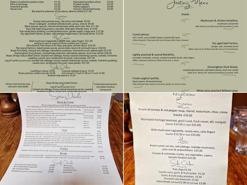 The Olive Branch Country Inn, Rutland Menu