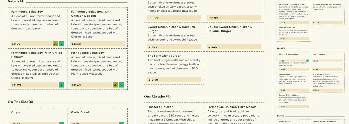 Dyce Farm - Dining & Carvery Menu