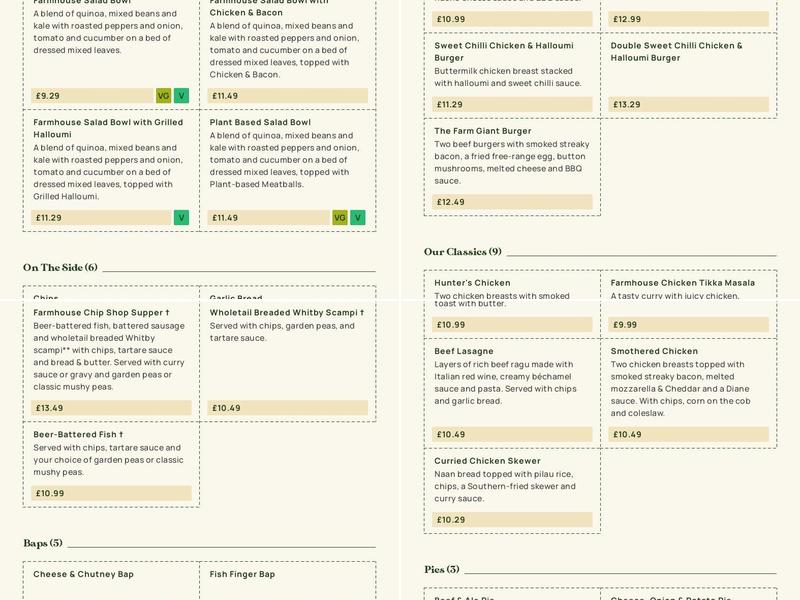 Dyce Farm - Dining & Carvery Menu
