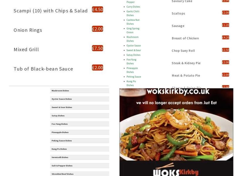 Woks Cooking Kirkby Menu