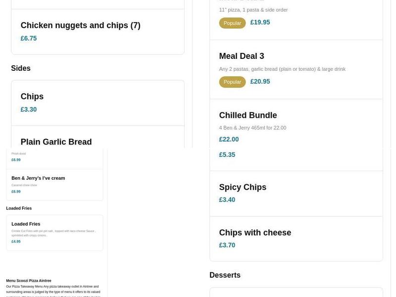 Scoozi Pizza Liverpool Menu