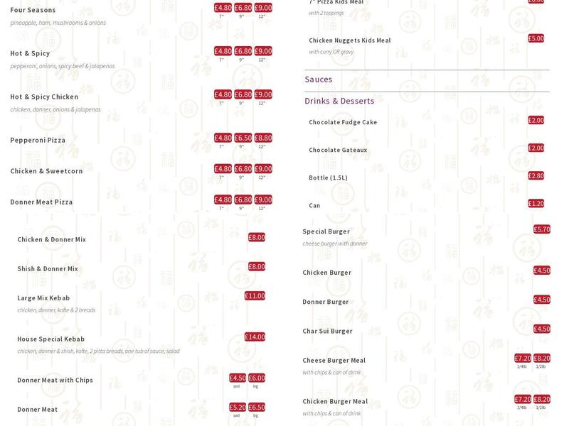 Britannia Fast Food Liverpool Menu