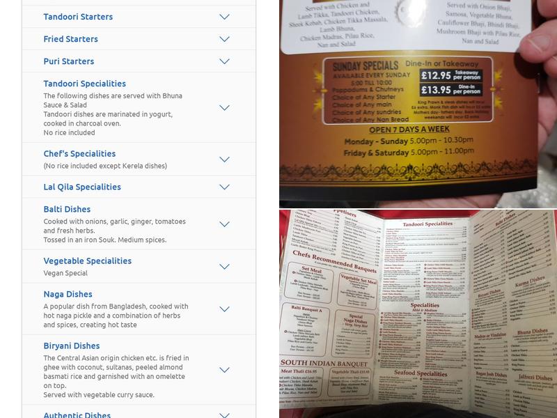 Lal Qila Restaurant Menu