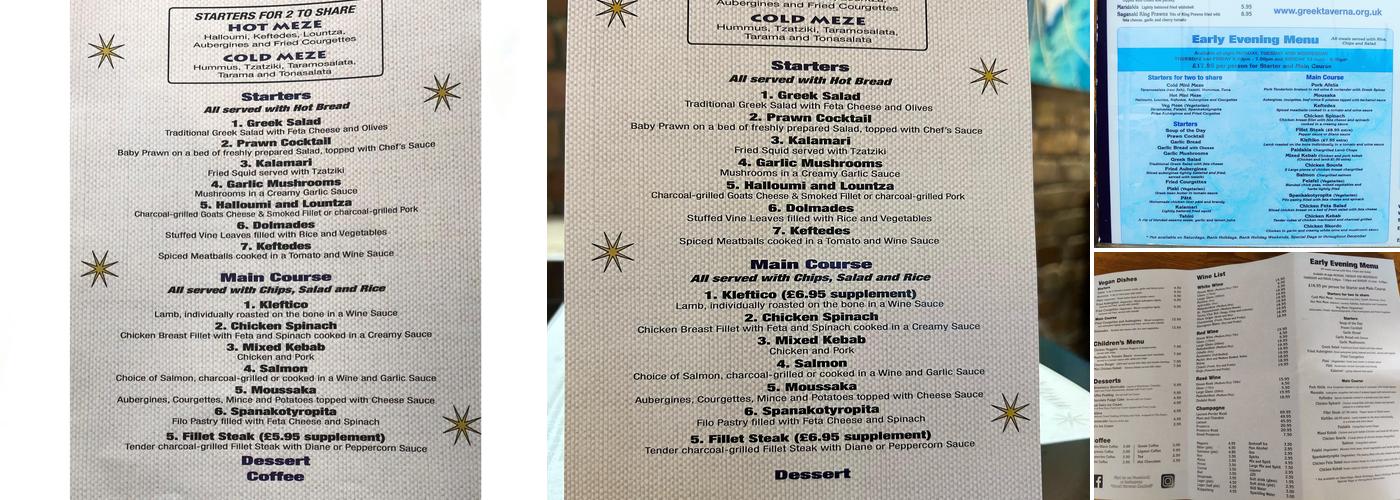 Greek Taverna Menu
