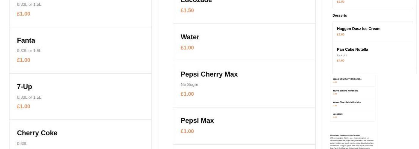 Deep Pan Express Menu