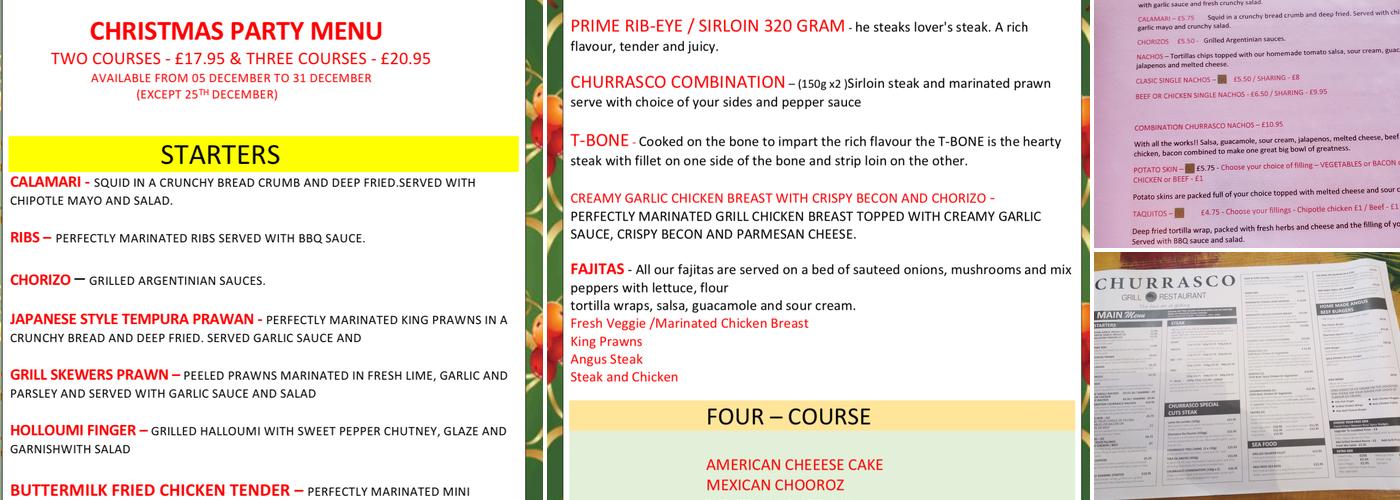 Churrasco Grill Restaurant Menu