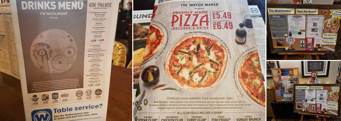 The Watch Maker - JD Wetherspoon Menu