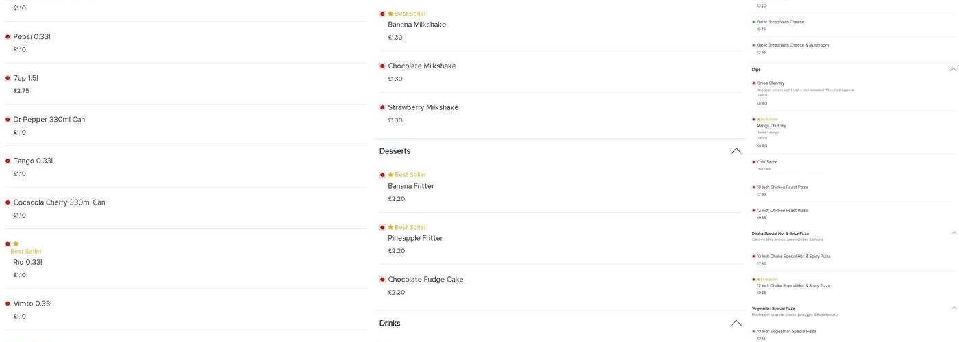 Huyton Tandoori Menu