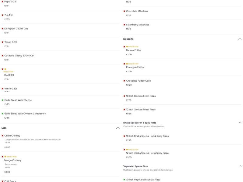 Huyton Tandoori Menu