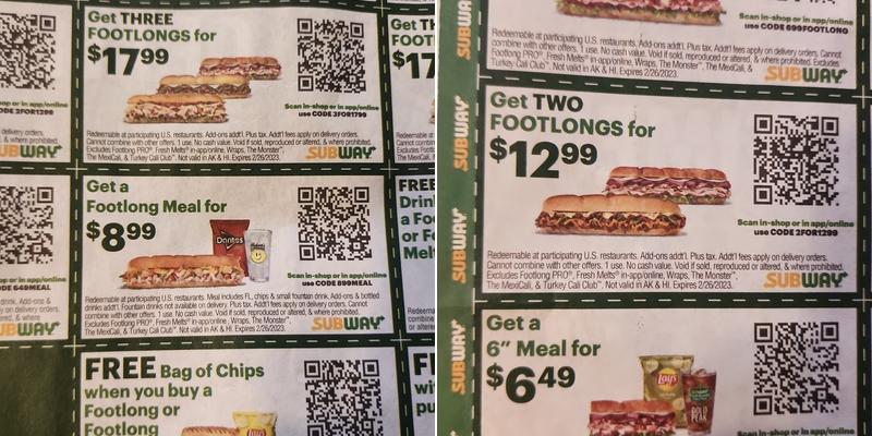 Subway Menu