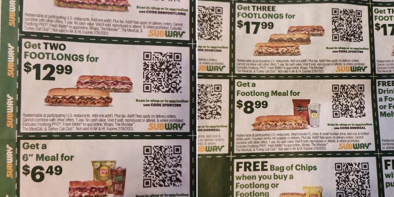 Subway Menu