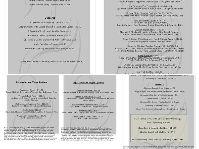 The White Swan Menu