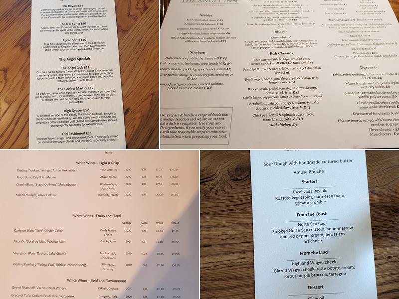 Angel Inn Stoke by Nayland Menu