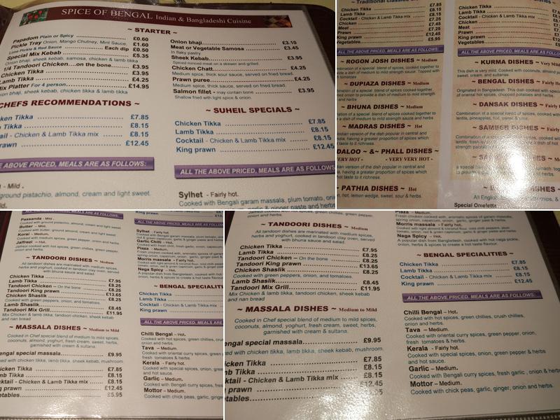 Spice Of Bengal Menu