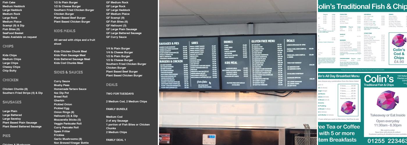 Colin's Fish and Chips Menu