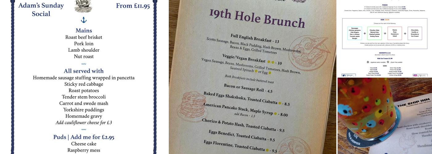 The Ship Inn Hoylake Menu