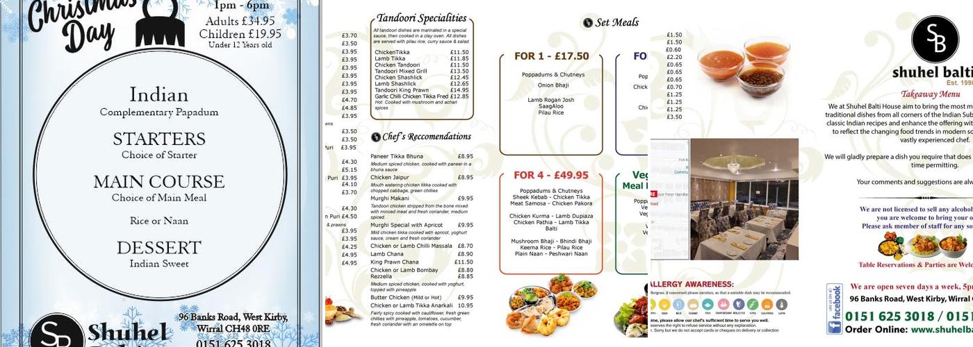 Shuhel Balti Menu